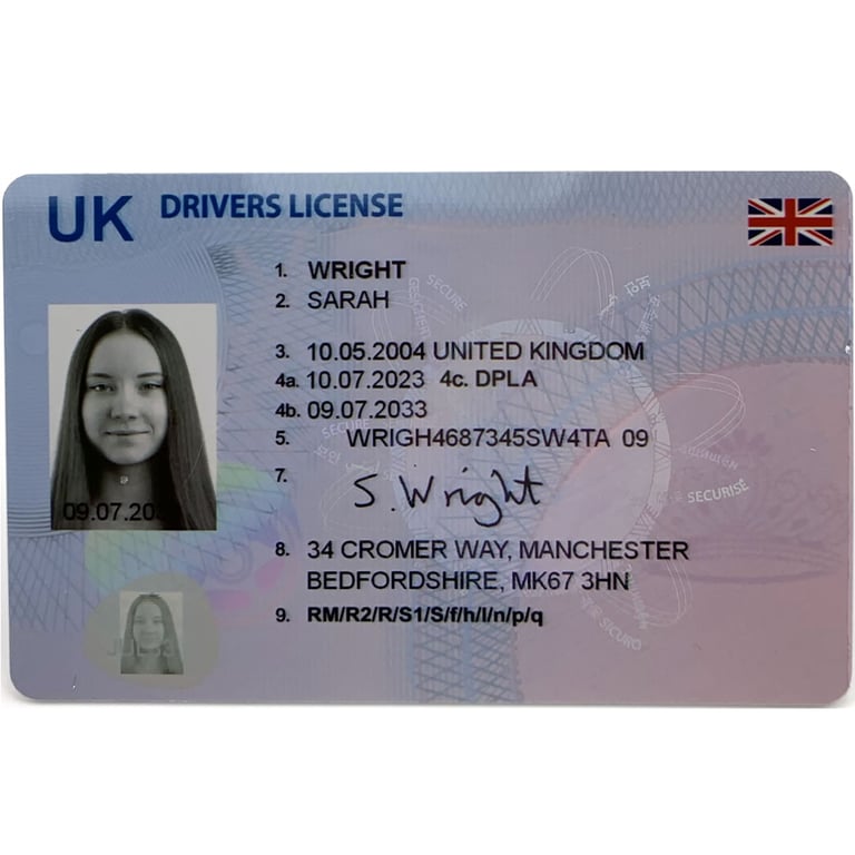 driving licence front of card