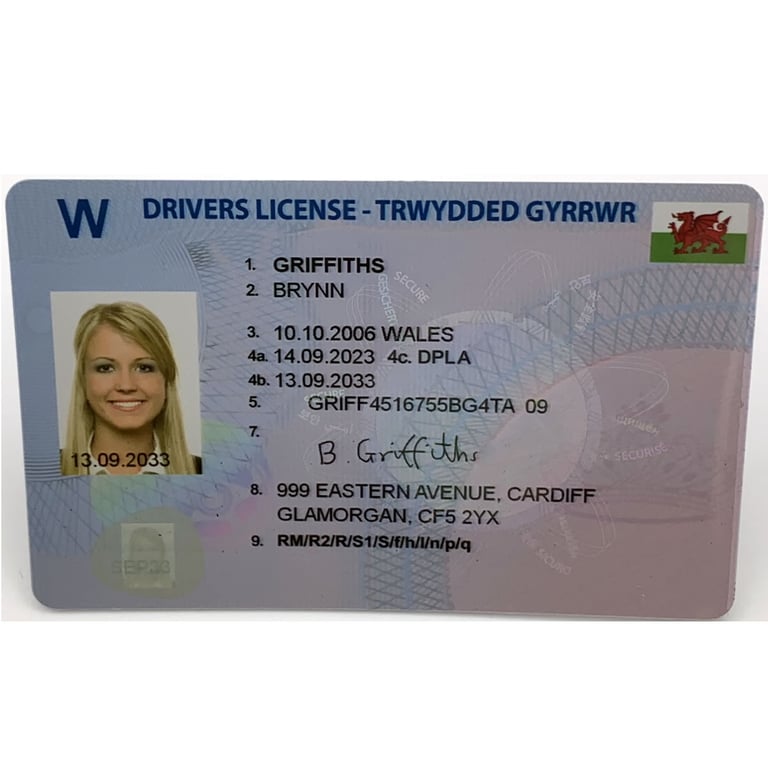 Welsh drivers license front view