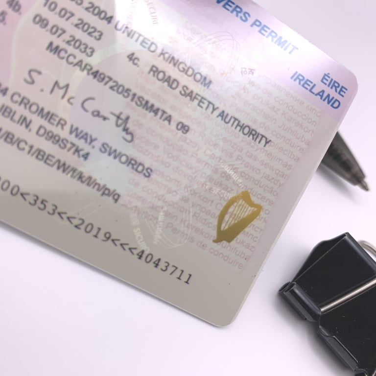irish driving permit front with shuttle