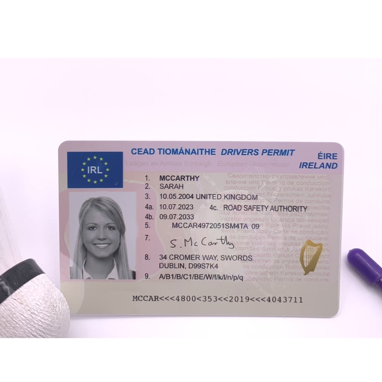 Irish drivng permit front with shuttle