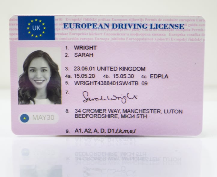 euro drivers license front view
