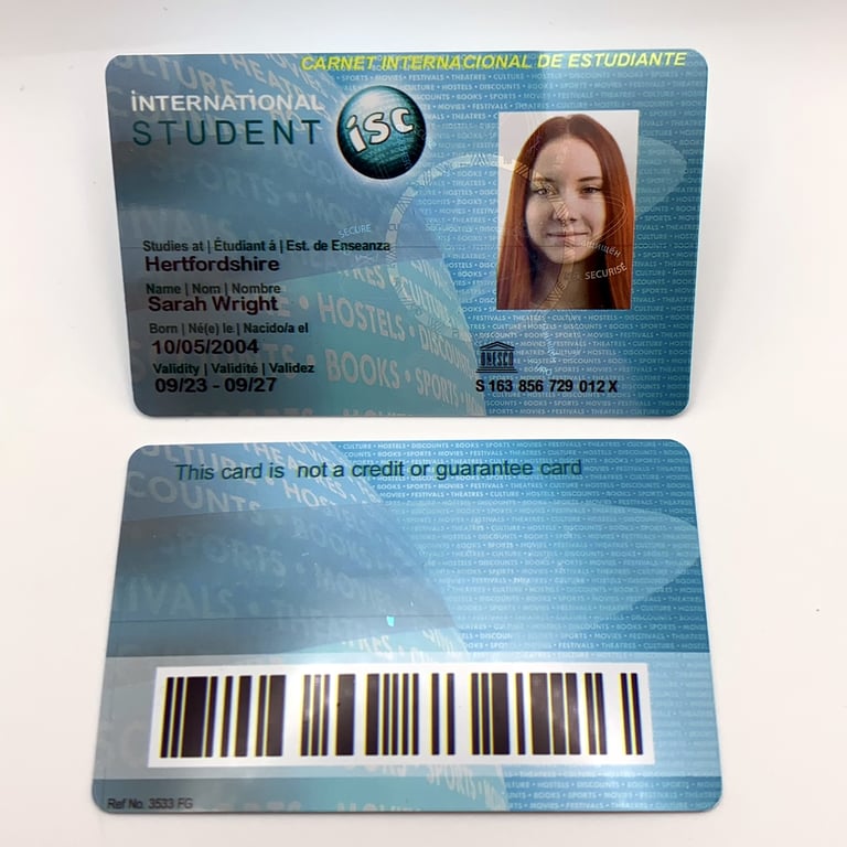 student card front and back