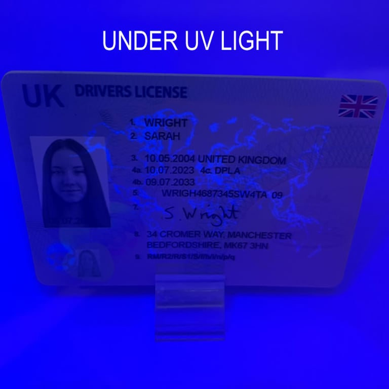 drivers license front UV light