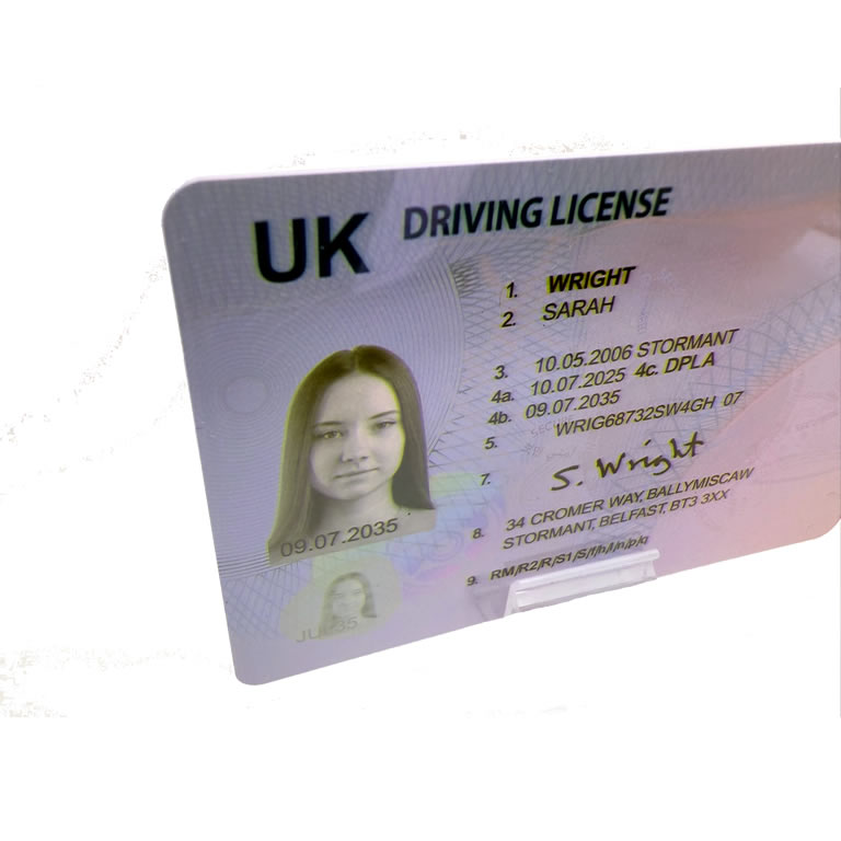 drivers license NI front corner